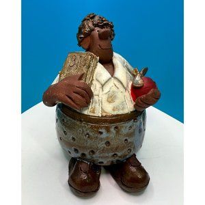 Sara Meadows Balloon People "Teacher" Handmade Ceramics Artist Signed Vintage 5"